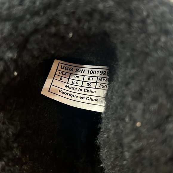 UGG Black Bellevue 1914 Leather Shearling Zip Fold Over Moto Boots Size 8 - Picture 8 of 9